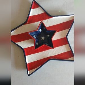 Home Interiors Red, White, and Blue Star Dish